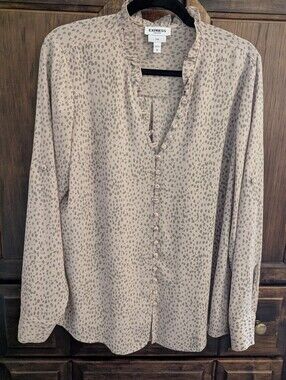 Express Cheetah Print Portofino Button-Front Top
